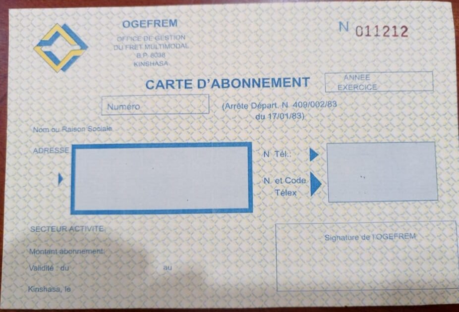RDC-OGEFREM: Intégration de la Carte d’abonnement dans le Système FERI et ADR