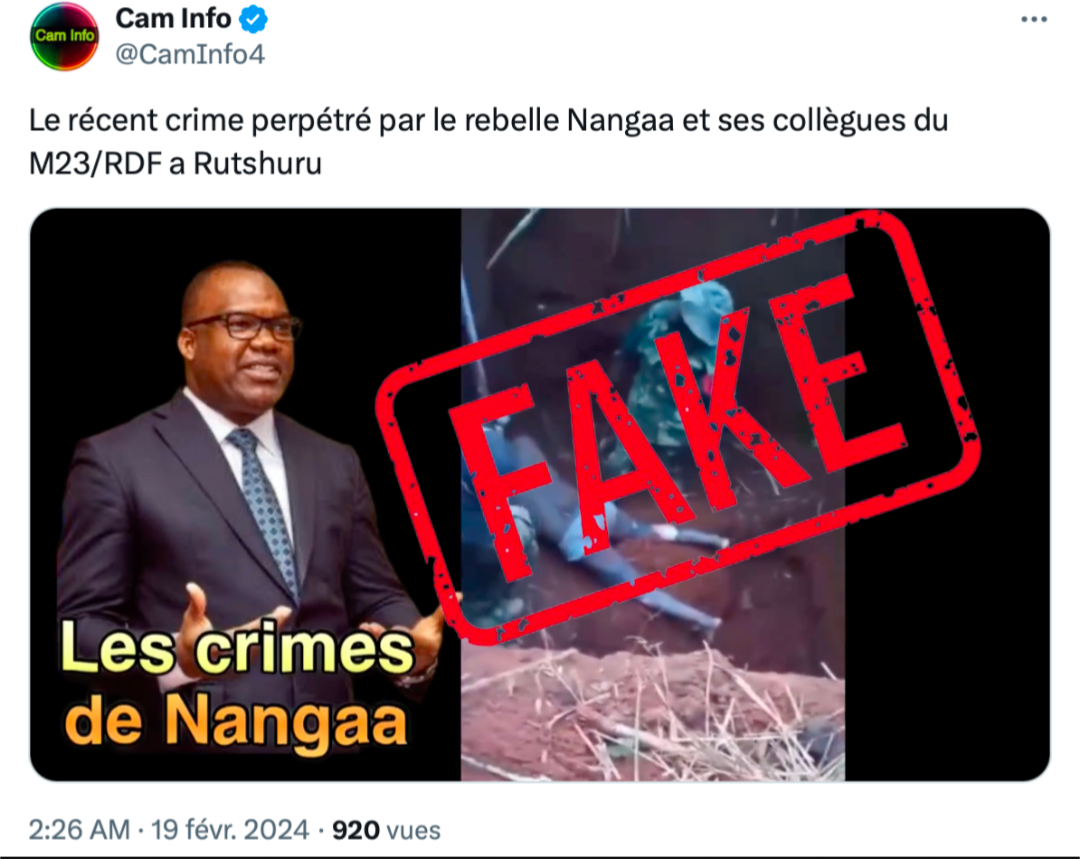 FAUX : Cette vidéo ne montre pas de crimes perpétrés par Corneille Nangaa et ses alliés dans le Nord-Kivu en RDC