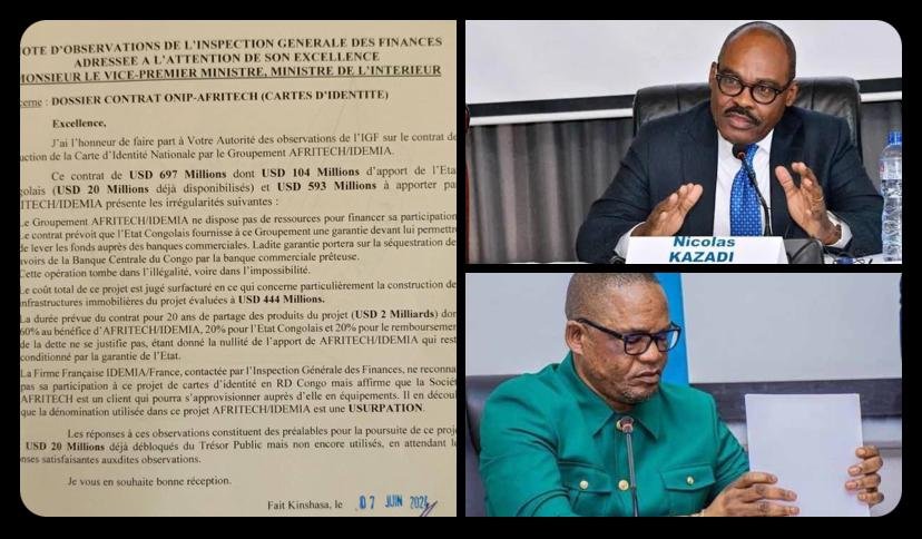 RDC : Le contrat ONIP-AFRITECH pour la production des cartes d’identité l’IGF découvre la surfacturation, irrégularités et mafia?